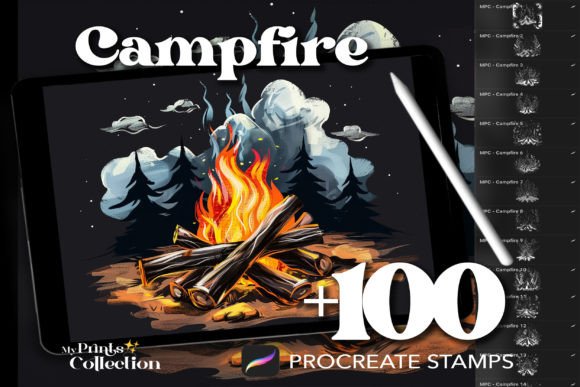 100 Procreate Campfire Stamps for Digital Art