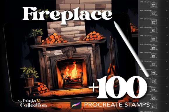100 Procreate Fireplace Stamps: Elevate Your Digital Art with Warmth and Detail