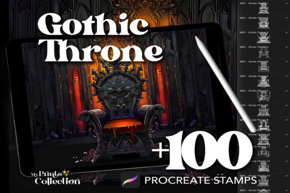 100 Procreate Gothic Throne Stamps
