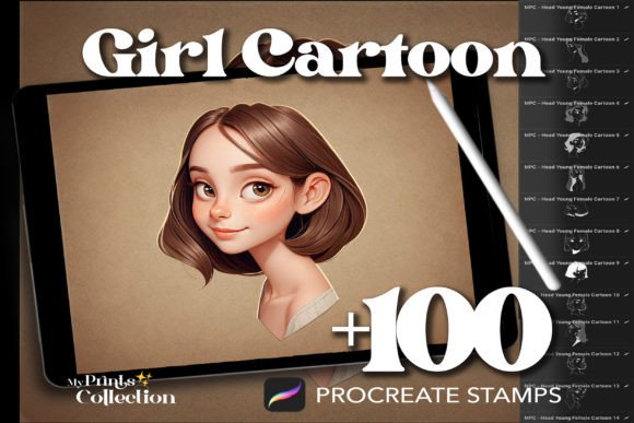 100 Procreate Head Girl Cartoon Stamps: A Workflow Asset for Digital Artists