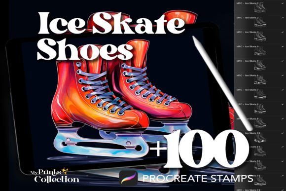100 Procreate Ice Skate Shoes Stamps: A Practical Asset for Digital Illustration