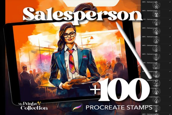 100 Procreate Salesperson Stamps