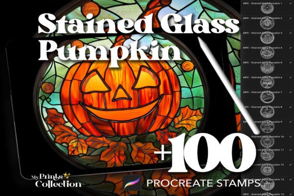 100 Procreate Stained Glass Pumpkin