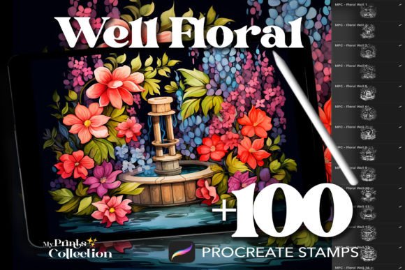 100 Procreate Well Floral Stamps: Elevate Your Digital Art to New Levels of Tranquility