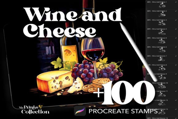100 Procreate Wine and Cheese Stamps: A Practical Asset for Digital Creators