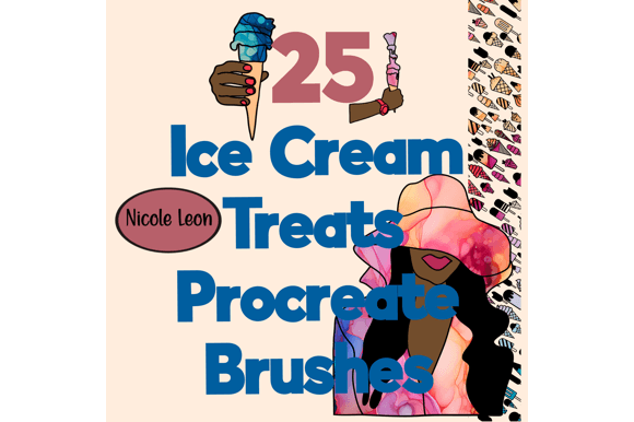 25 Ice Cream Treats Procreate Stamps