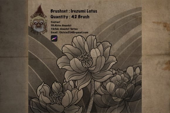 42 Lotus Japanese Procreate Stamp Brush
