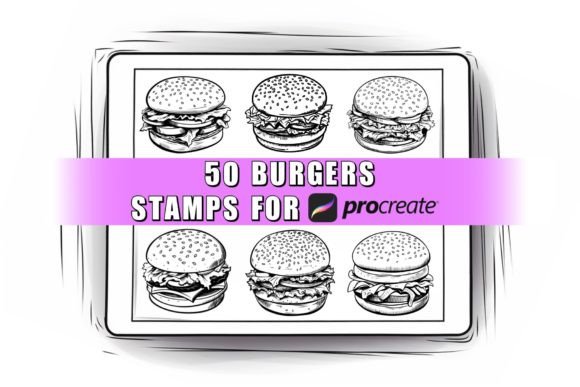 50 Burger Procreate Stamps Brush