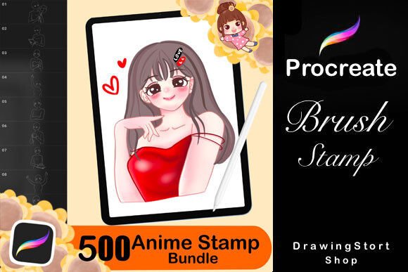 500 Anime Stamps Procreate Brush