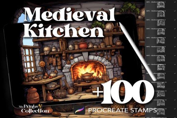 Evaluating the 100 Procreate Kitchen Medieval Stamps for Digital Illustration