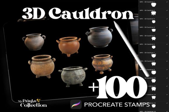 Transforming Digital Artistry with 100 Procreate 3D Cauldron Stamps