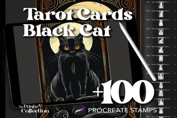 Unlocking Mystical Creativity with 100 Procreate Tarot Cards Black Cat